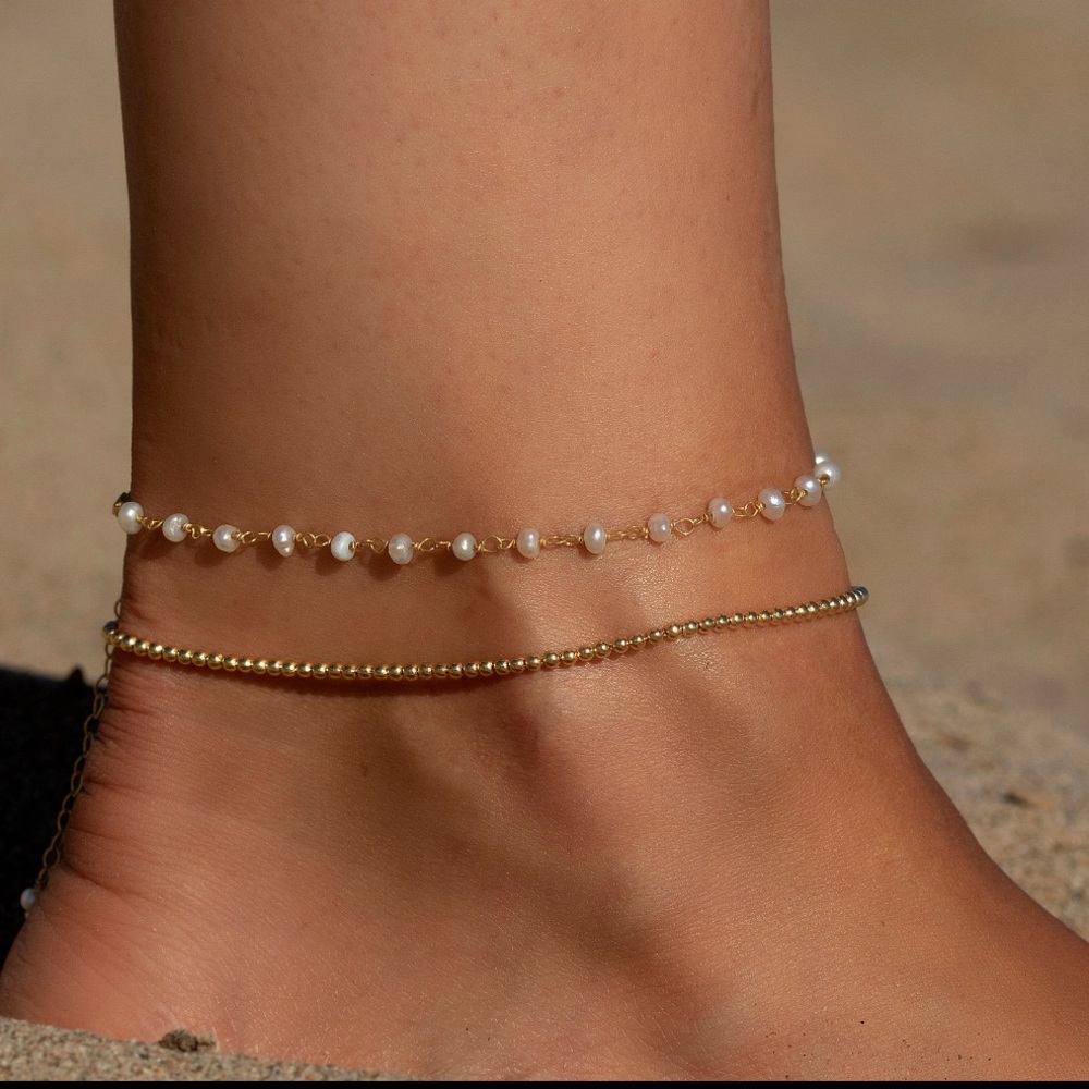 Freshwater Pearl Anklet bracelet ankle 14k Gold Filled